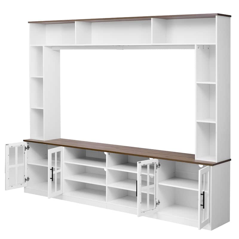 95.5" Wall Unit Entertainment Center Set with Bookshelves, TV Stand for Televisions Up to 80", Media Cabinet with Bridge