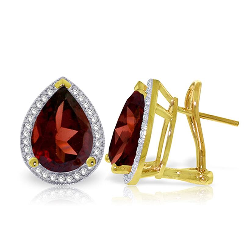 8.12 Carat 14K Solid Gold French Clips Earrings Diamond Garnet - Yellow