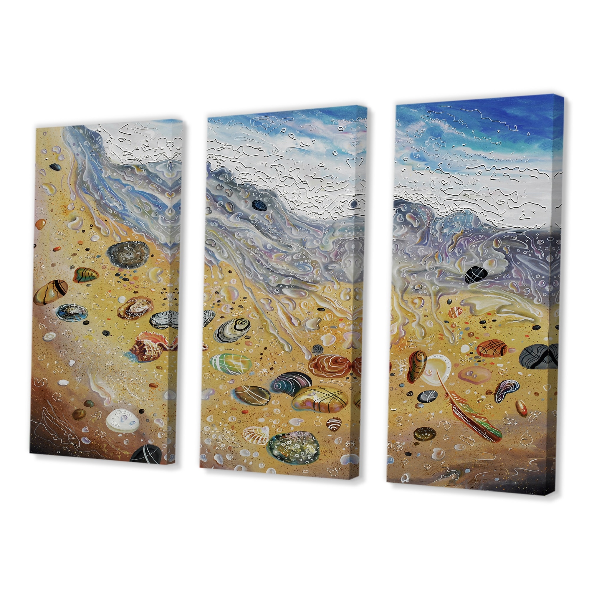 Designart "Seashells On The Beach" Nautical & Coastal Canvas Wall Art Print - Picture 8 of 10