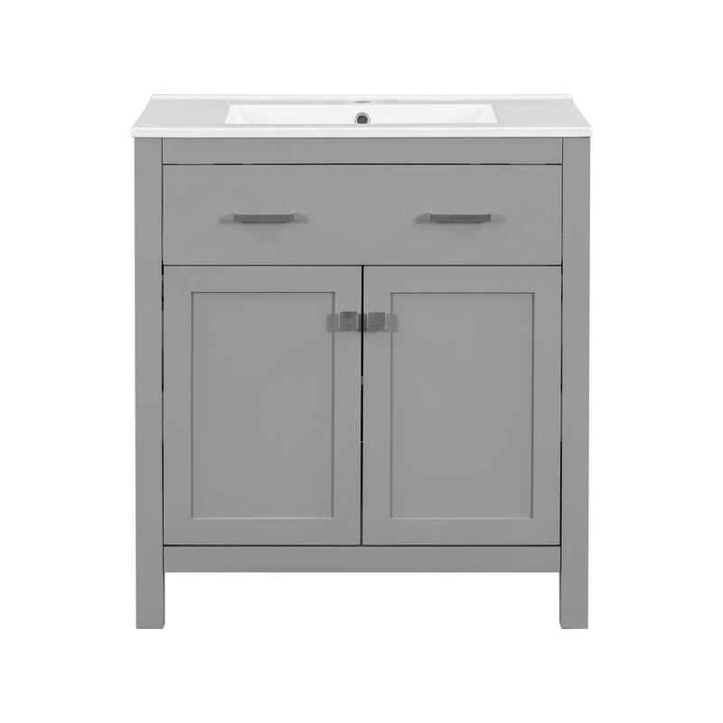 30-inch Modern Bathroom Vanity with Ceramic Sink and Versatile Storage