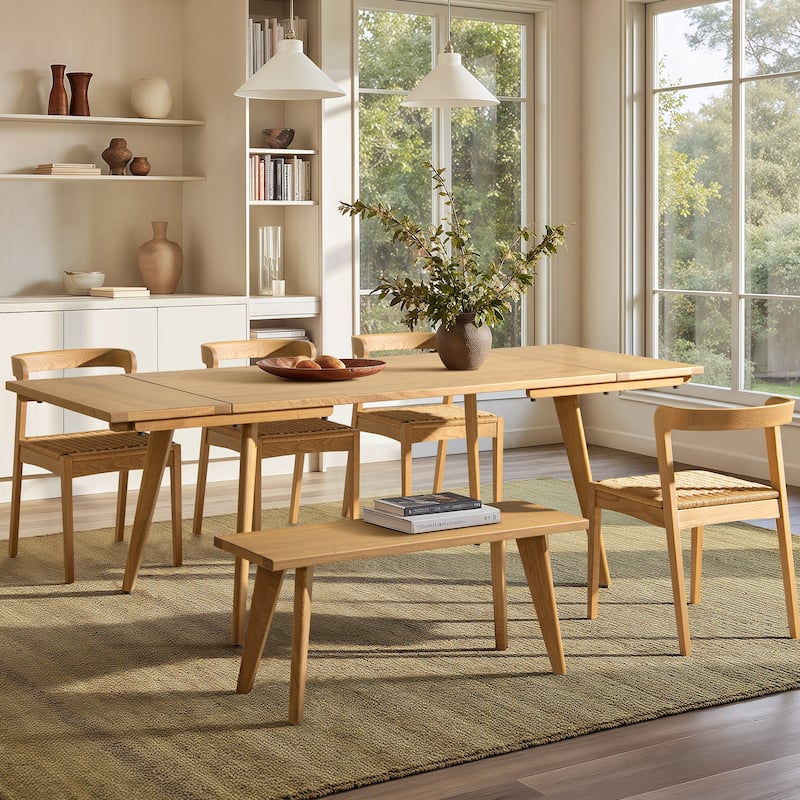 Jennifer Taylor Home Capri Solid Red Oak Wood Extendable Leaf Dining Table