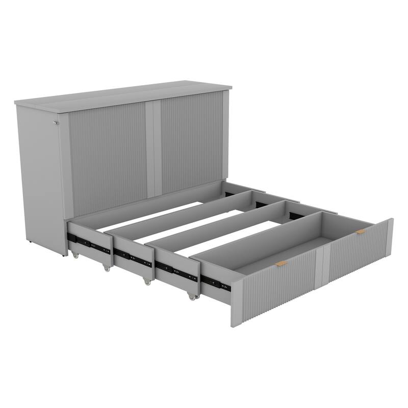 Murphy Bed with Pulley Design, Drawer, and USB Ports