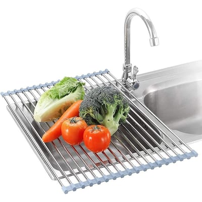 Extra Large 18.5"x14.2" Roll Up Dish Drying Rack Over The Sink Dish Drainer