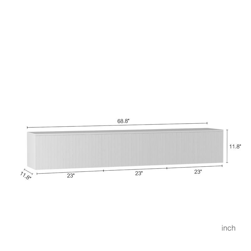 69" Modern TV Stand, Floating TV Stand Wall Mounted with 16 Color LED, Versatile TV Cabinet Entertainment Center with Storage