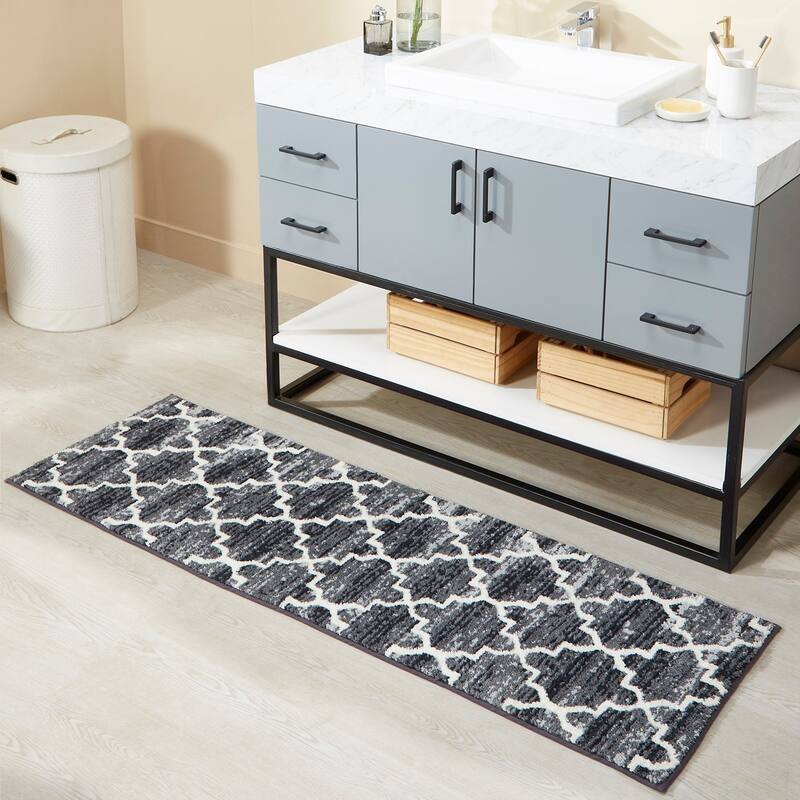 Better Trends Savio Collection 4 & 5 Pc Set Bathroom Rug - 100% Micro Polyester with Gel Foam Backing, Machine Washable Bath Mat