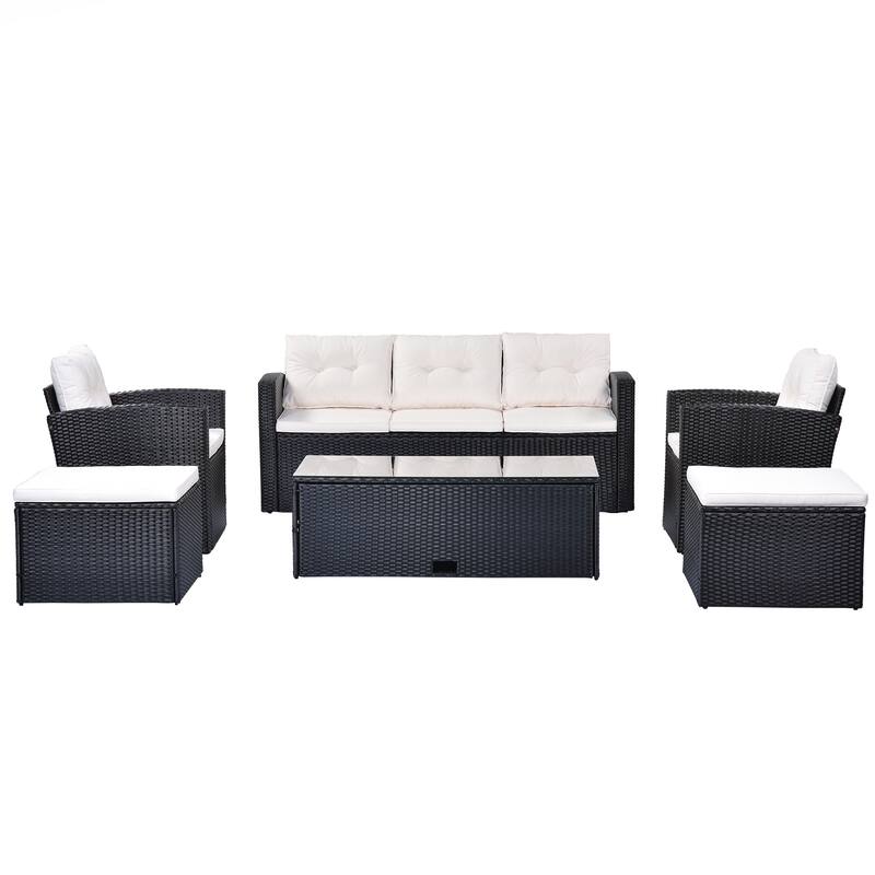 6-piece All-Weather Wicker PE rattan Conversation Sectional Set