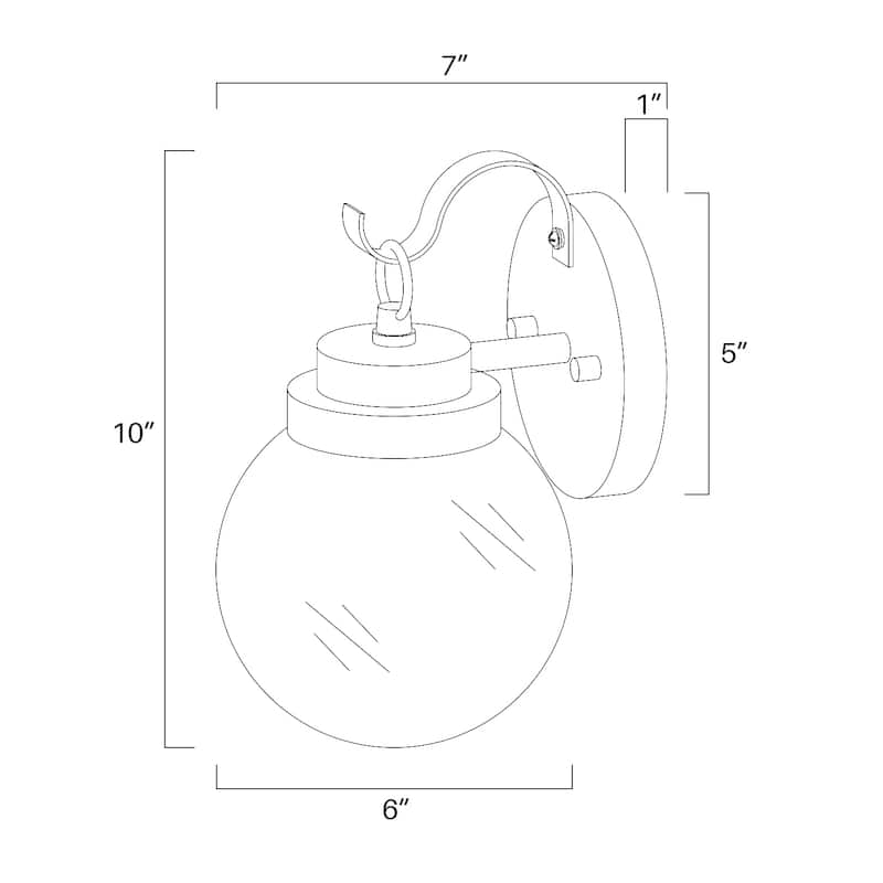 Modern 1-Light Seeded Glass Globe Outdoor Wall Sconce - L 6"x W 6.5"x H10"
