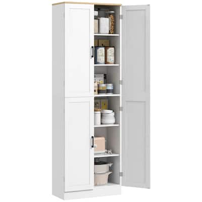 Freestanding 4-Door Storage Cabinet Organizer with Adjustable Shelves