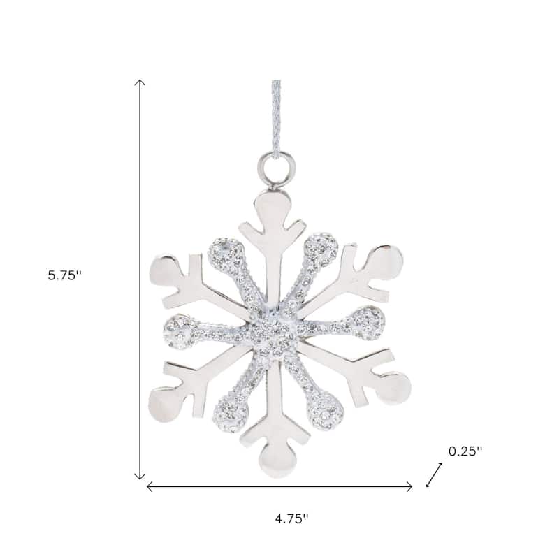 HomeRoots Set of Two Silver Metal Snowflake Shape Ornaments