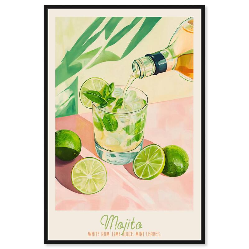 Mojito Recipe Poster Canvas by Art Remedy - Black - 24" x 36"