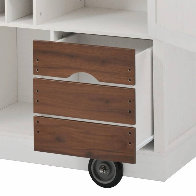 54-inch Farmhouse Kitchen Island with Drop Leaf, Power Outlet