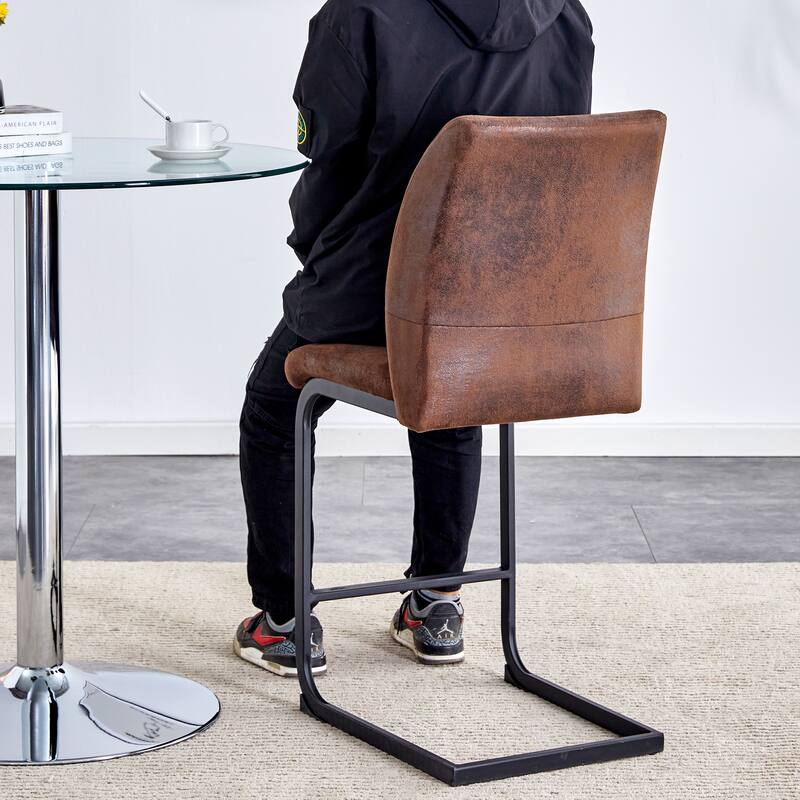 Dining Chairs with Suede Cushions And Black Metal Legs (Set Of 2)