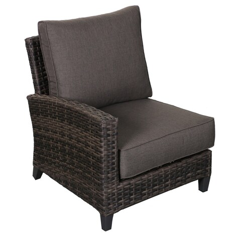 Barbados Outdoor Patio Furniture Wicker Rattan Left Side Sectional Includes Grey Olefin Cushions