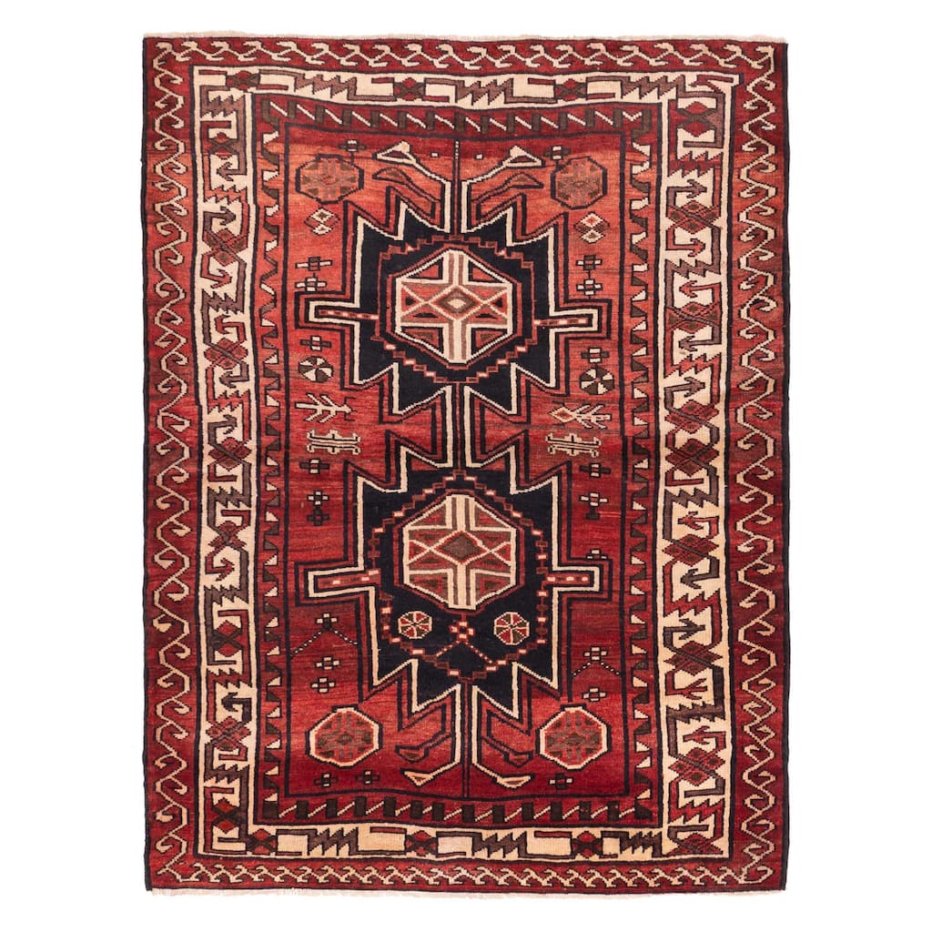 ECARPETGALLERY Hand-knotted Melis Vintage Red Wool Rug - 4'10 x 6'7
