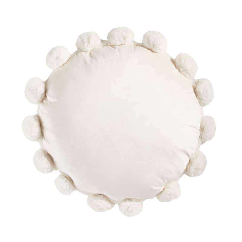 Posh Faux Bunny Fur Pom Pom Poly Filled Throw Pillow