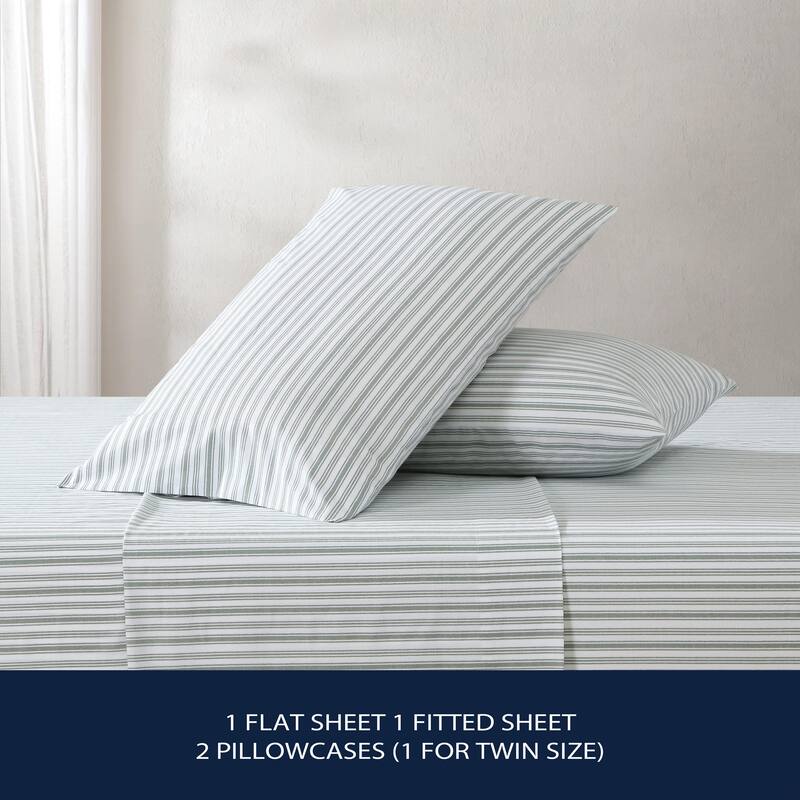 Nautica Cotton Percale Deep Pocket Bed Sheet Sets