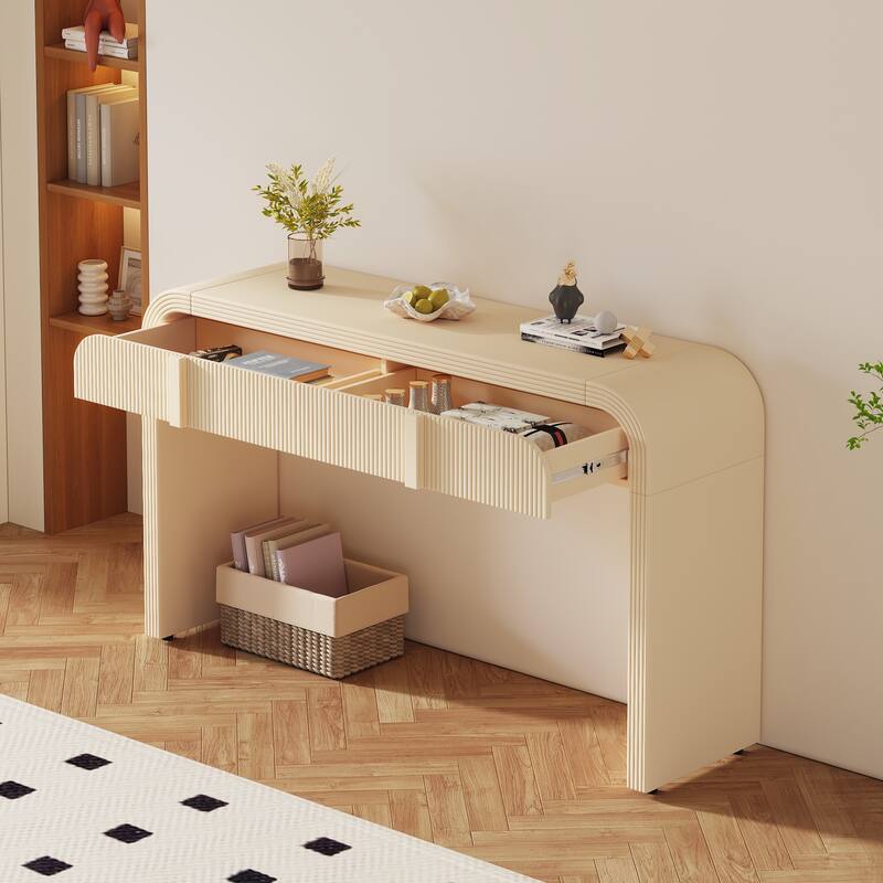 Entryway Console Table Modern Narrow Long Sofa Table Foyer Table with 2 Grooved Storage Drawers, 55''L x 14.9''W x 31.4''H