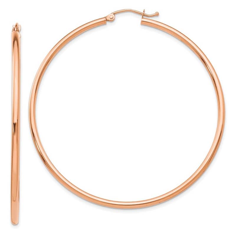 Curata 14k Rose Gold Polished Lightweight Tube Hoop Earrings - 57.25x56mm