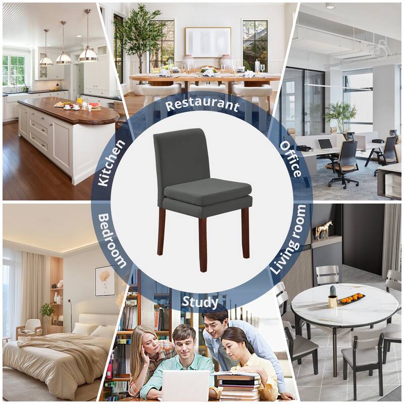 Upholstered Dining Chairs, Modern Dining Room Chairs Set of 2 with Thick Padded Cushion Seat, Linen Fabric Kitchen Dining Chairs