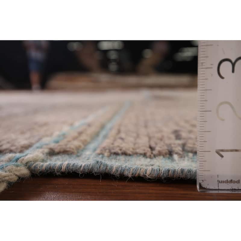 Brown Moroccan Abstract Area Rug Hand-Knotted Wool Carpet - 8'9"x 11'11"