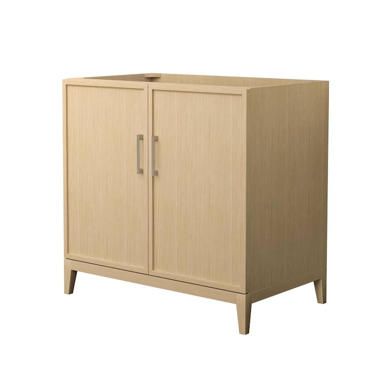 Elan 36-inch Single Vanity Cabinet - White Oak, Nickel Trim, No Top