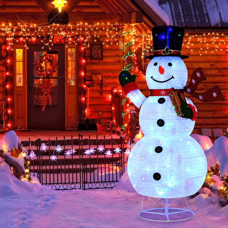 Costway 6 FT Pre-lit Christmas Snowman Xmas Decoration 8 Lighting - White - See Details