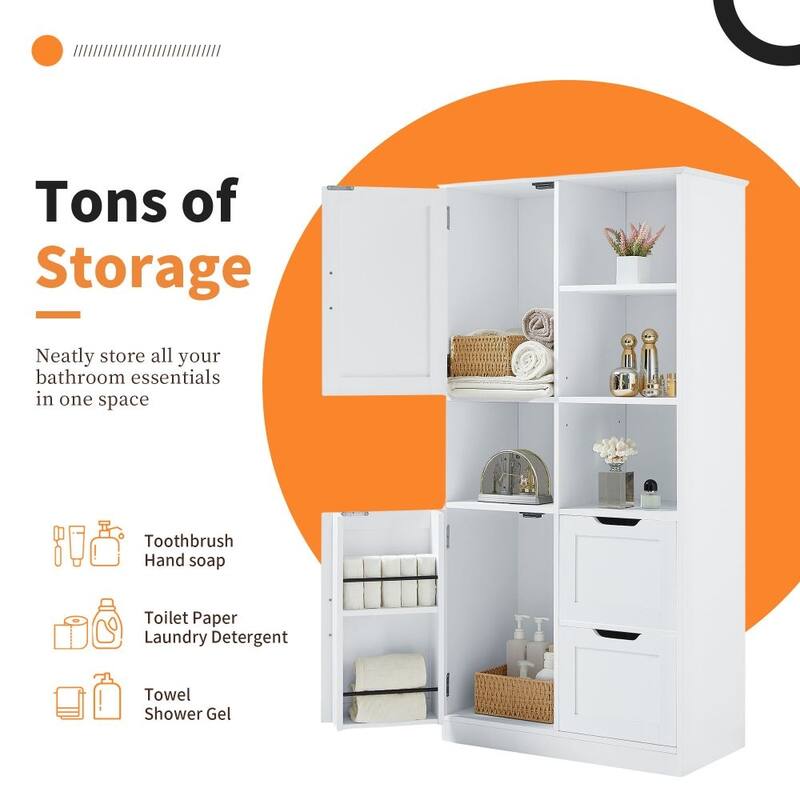 Bathroom Storage Cabinet with Doors and Drawers