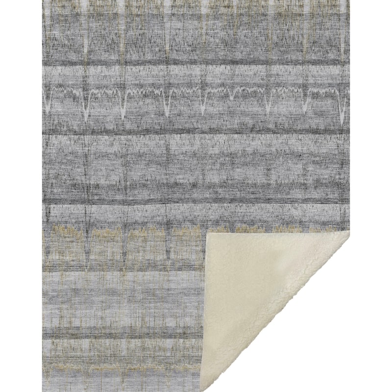 Premium Machine Washable Modern Stripes Sherpa Throw Blanket