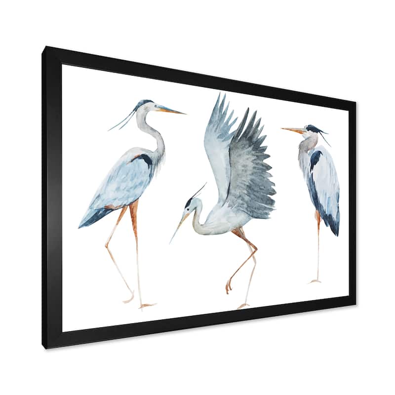 Designart "Heron Birds II" Traditional Framed Art Print
