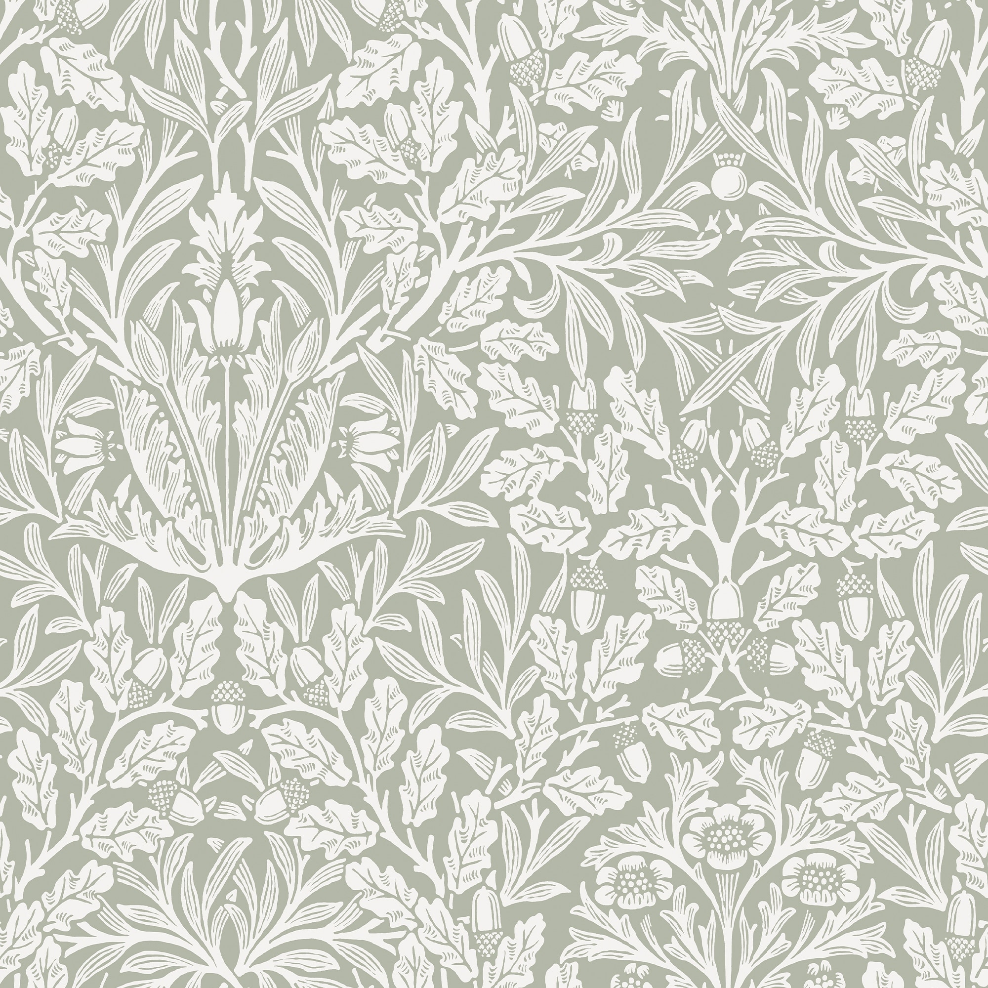 William Morris Acorn Sage Wallpaper