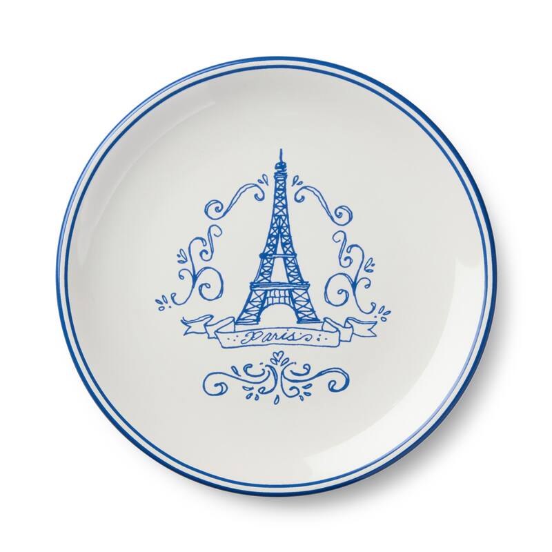 Certified International Bistro 9" Salad/Dessert Plates, Set of 4 Assorted Designs - 9.00"L x 9.00"W x 1.00"H