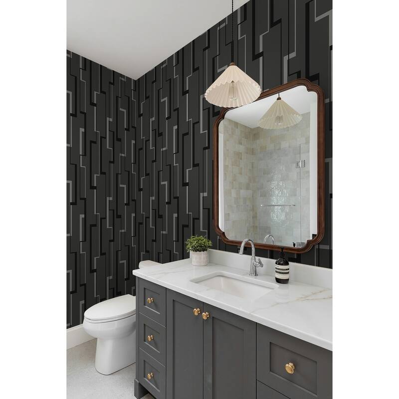 Seabrook Designs Cosmic Lined Geometric Unpasted Wallpaper
