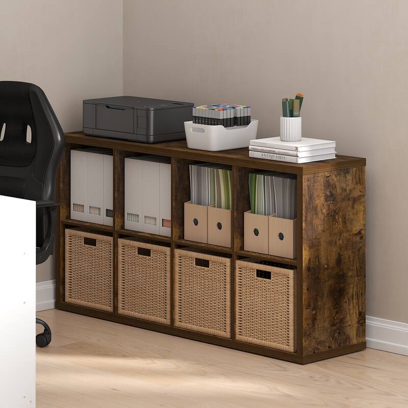 Furinno Cubicle Open Back Cube Storage, 8-Cube