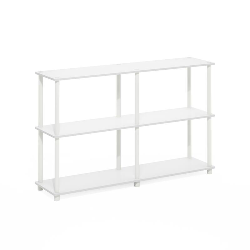 Furinno Turn-N-Tube 3-Tier Double Size Storage Display Rack, White/White - White/White