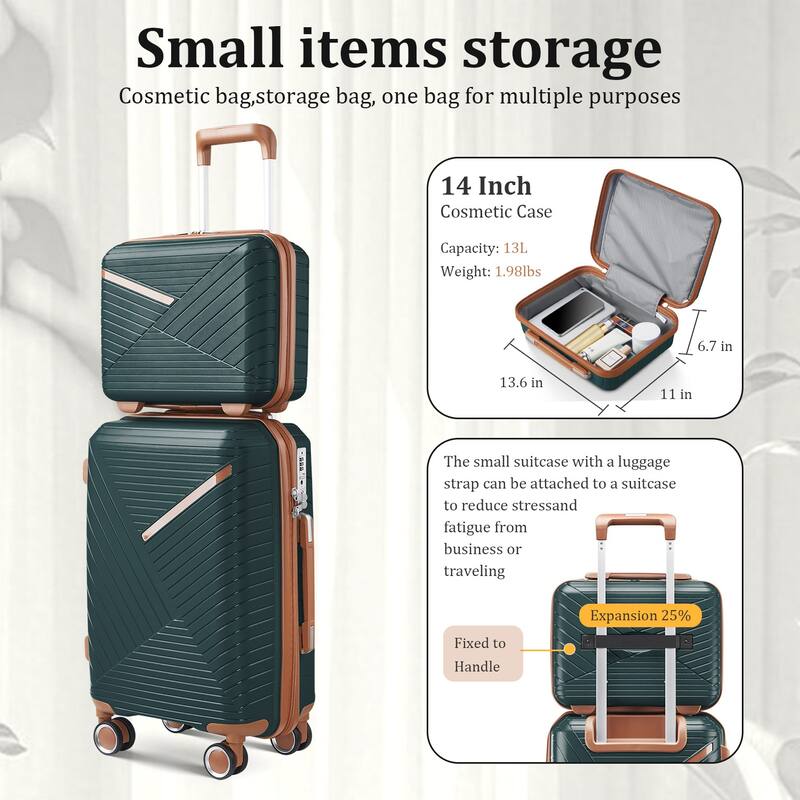 14/20/24/28" Expandable Lightweight Luggage Sets, Hardside Suitcase with Double 360 Degrees Mute Spinner Wheels & TSA Lock