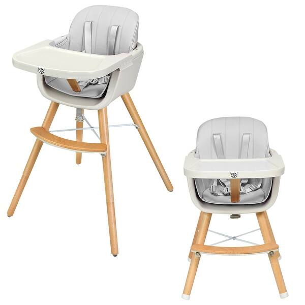 Shop Babyjoy 3 In 1 Convertible Wooden High Chair Baby Toddler Highchair W Cushion Graybeigeyellow Overstock 31000841