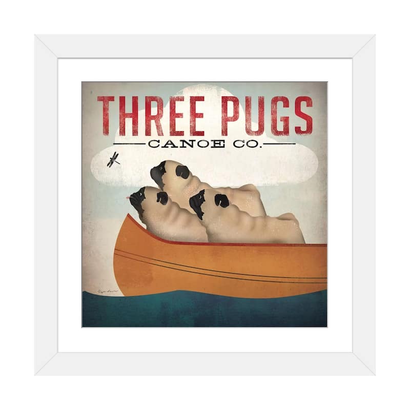 iCanvas "Three Pugs Canoe Co." by Ryan Fowler - White - 16x16x1
