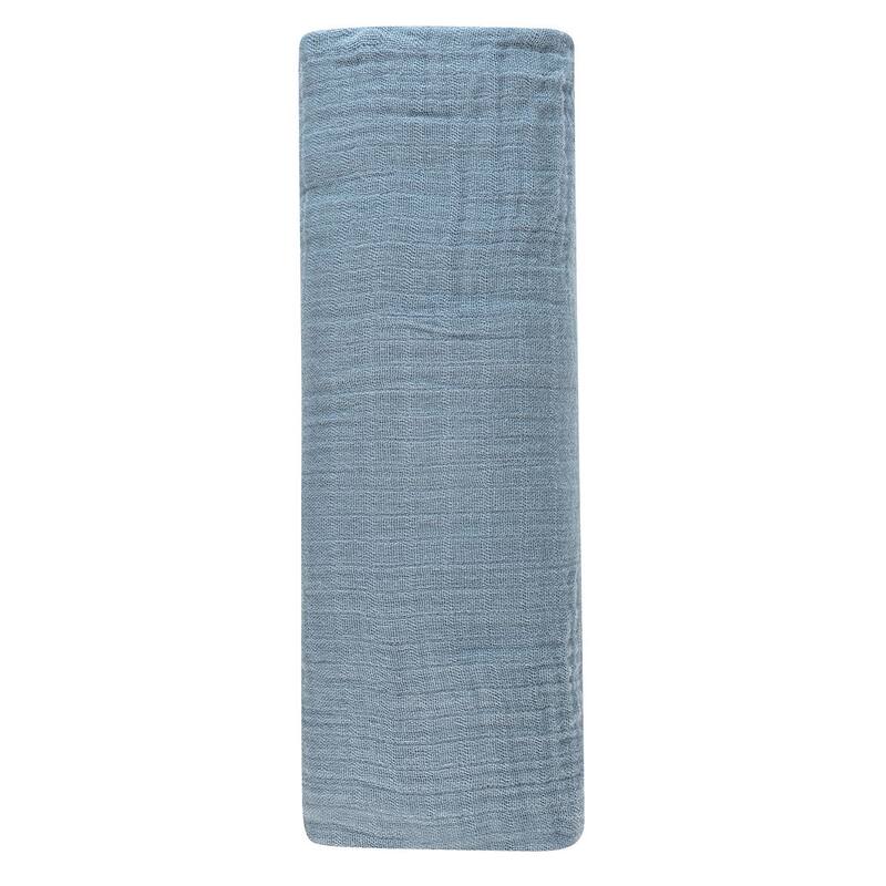 Ely's & Co. Cotton Muslin Swaddle Blanket - 1 Pack - 42"x42" - 0-24 months - Ocean Blue