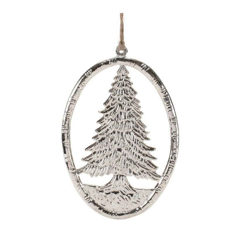 Etched Metal Pine Tree Ornament (Set of 12) - N/A