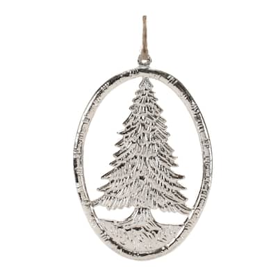 Etched Metal Pine Tree Ornament (Set of 12) - N/A