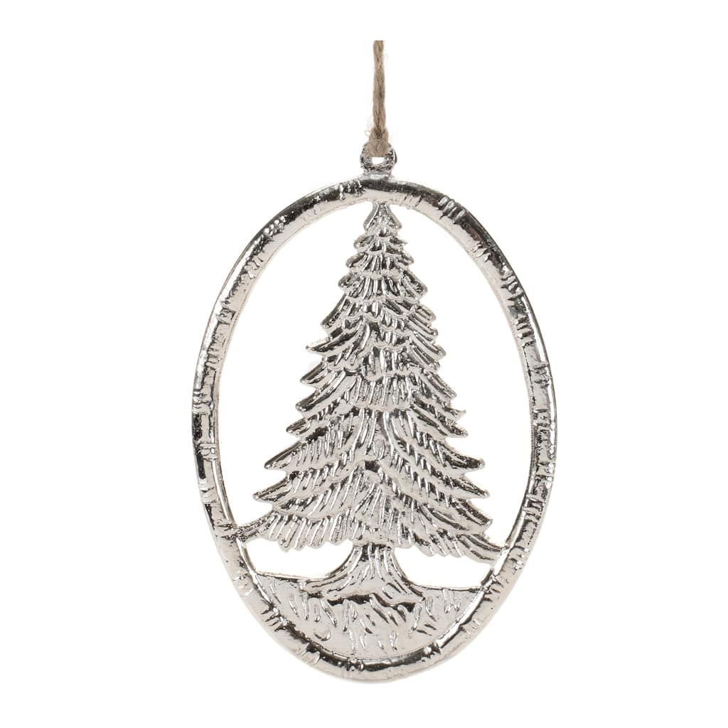 Etched Metal Pine Tree Ornament (Set of 12) - N/A