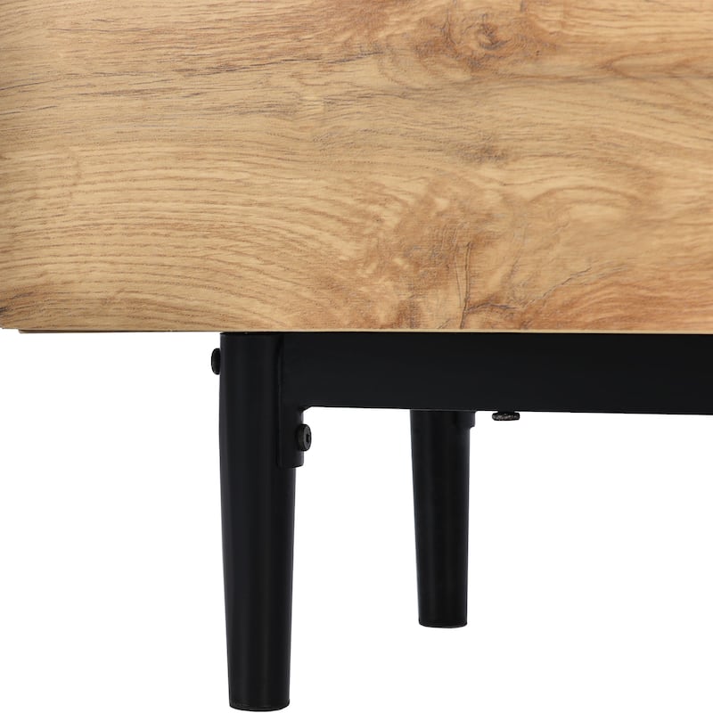 Wood TV Stand LED Entertainment Center Media Console with 4 Cabinets