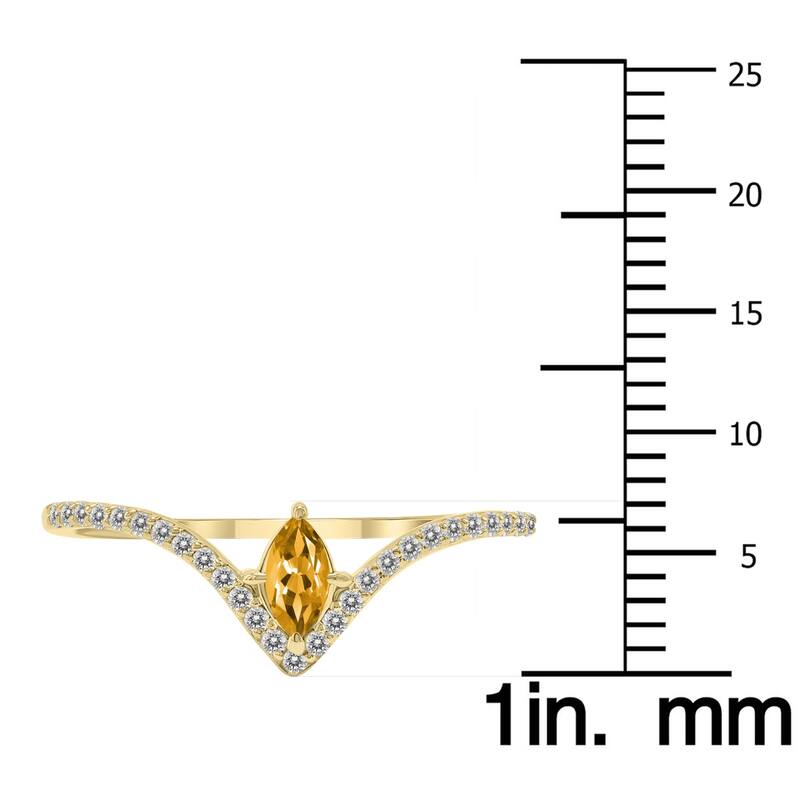 Marquee Jewels 1/4 Carat TW Citrine and Diamond V Shape Ring in 10K Yellow Gold