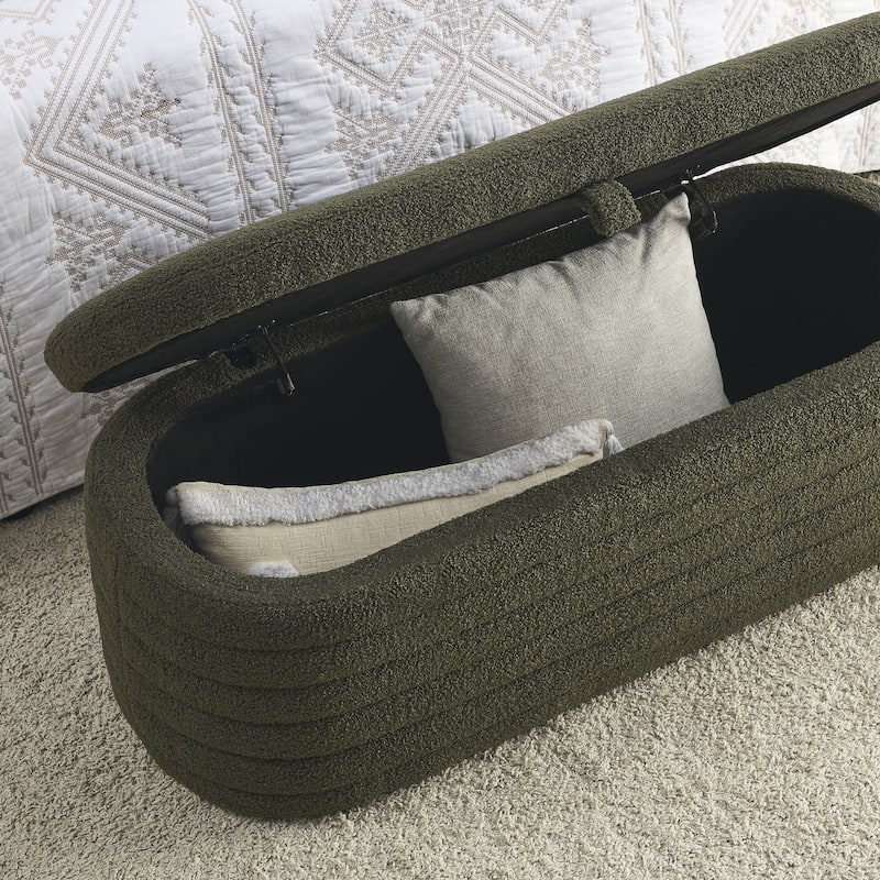 Length 45.5 inchesStorage Ottoman Bench with Safety Hinge