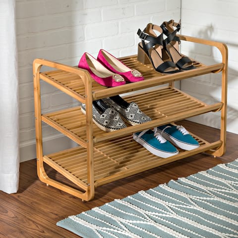 Natural Bamboo 3-Tier Shoe Rack