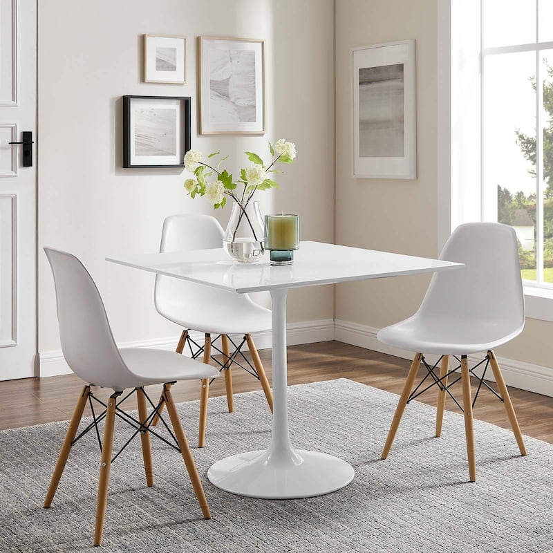 Square Wood Top Dining Table - White - White