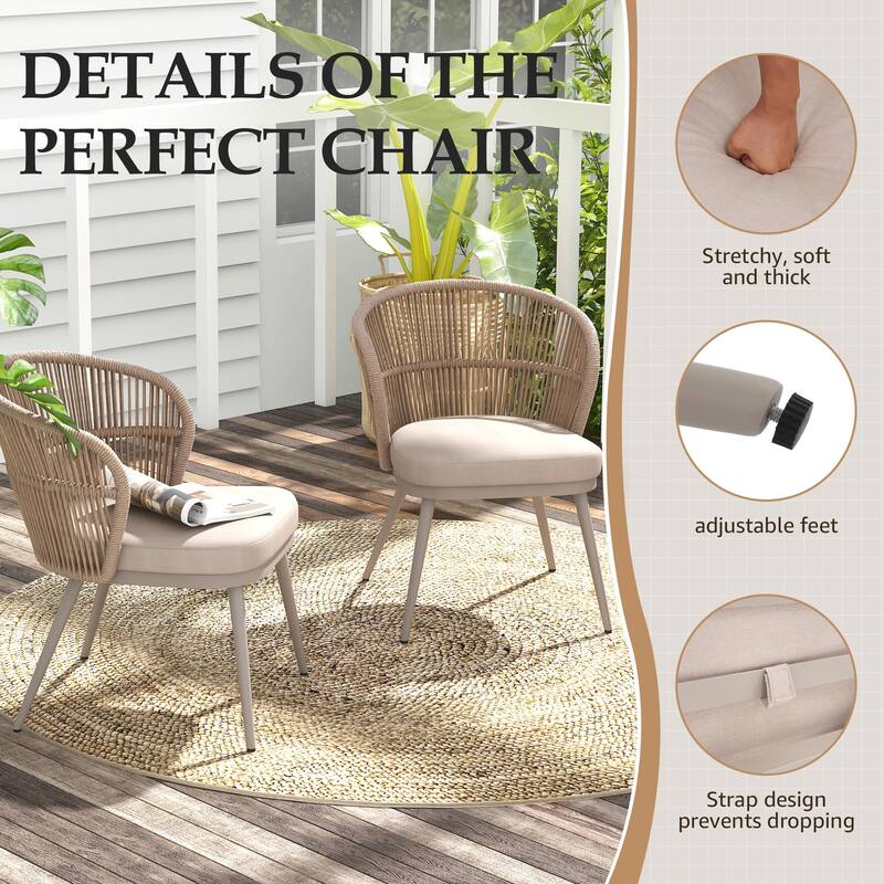 5 Pieces Outdoor PE Rattan Patio Dining Set with Round Tempered Glass Table