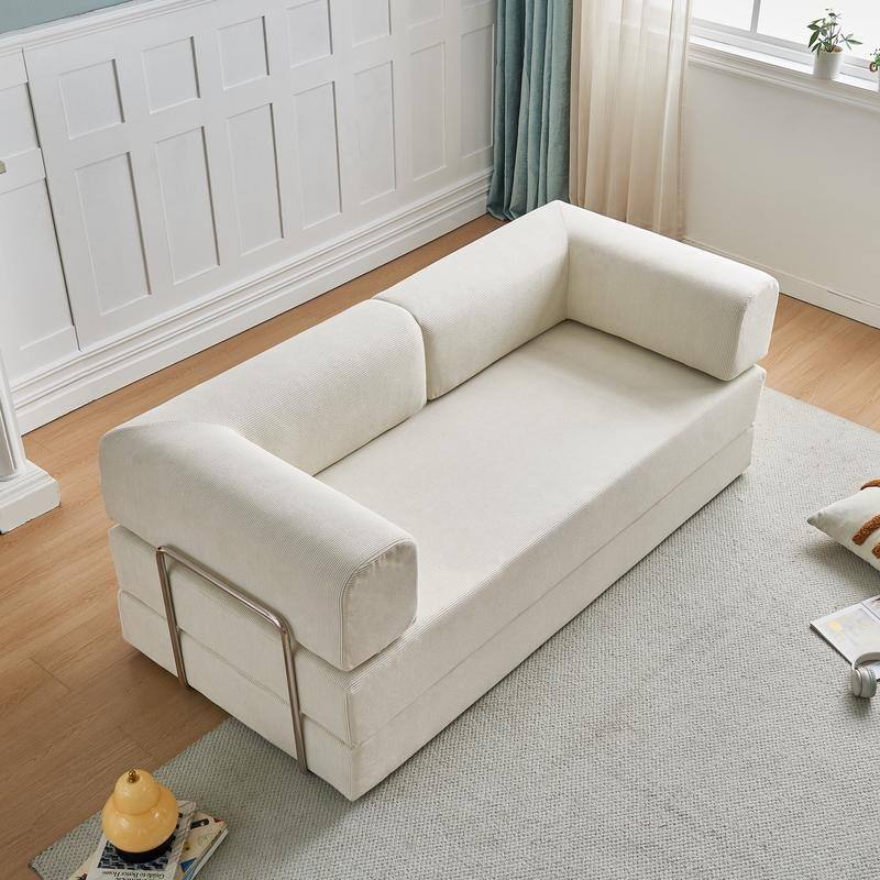 3-Seater Corduroy Sofa Bed, Multi-Functional Compact, Easy Assembly