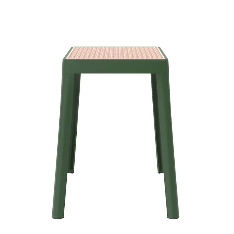 Tresse Modern Stackable Dining Stool with Wicker Seat for Dining Room, Garden, Patio, Indoor or Outdoor Set of 2