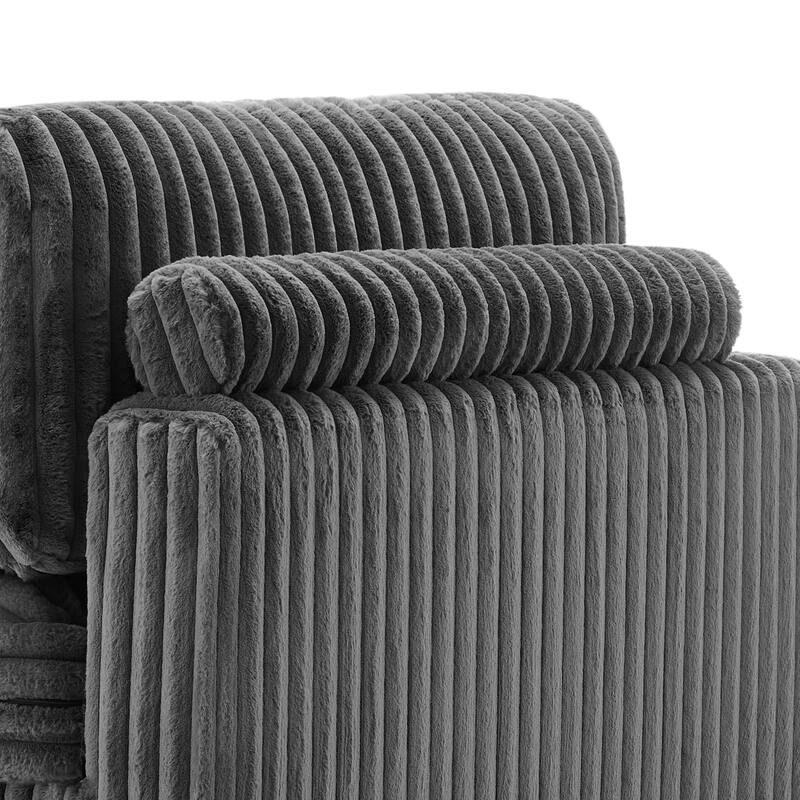 82" W Plush Corduroy Modular Sectional Sofa Chaise Lounge